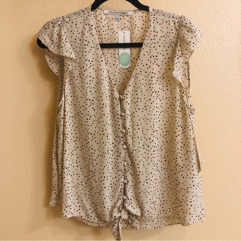 Collective Concepts Cresta Tie Front Top L